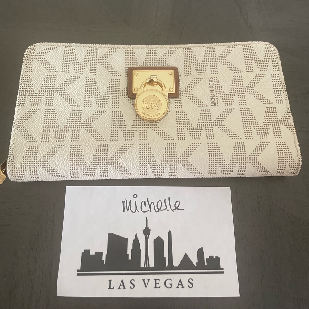 SOLD - Michael Kors White Logo Wallet